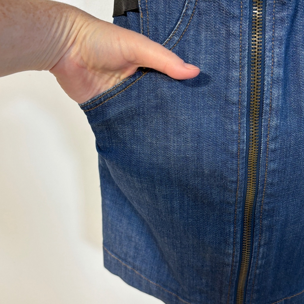 Armani Exchange Jean Denim Dress Blue Women’s Size 0 Gold Stitching Zippers - Picture 3 of 14